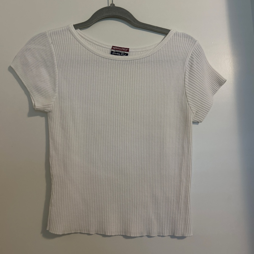 Absolutely White Ribbed Short Sleeve Top